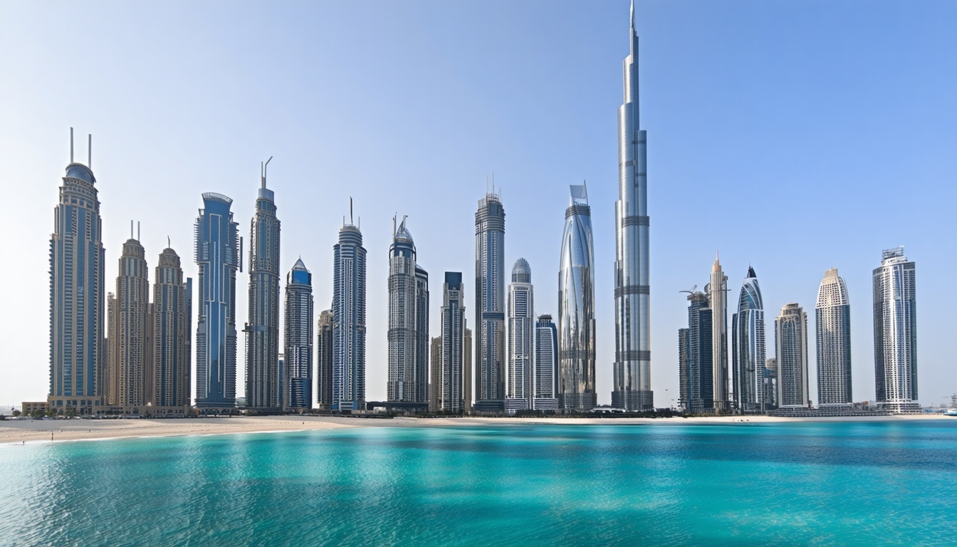 Modern Dubai skyline with iconic Burj Khalifa